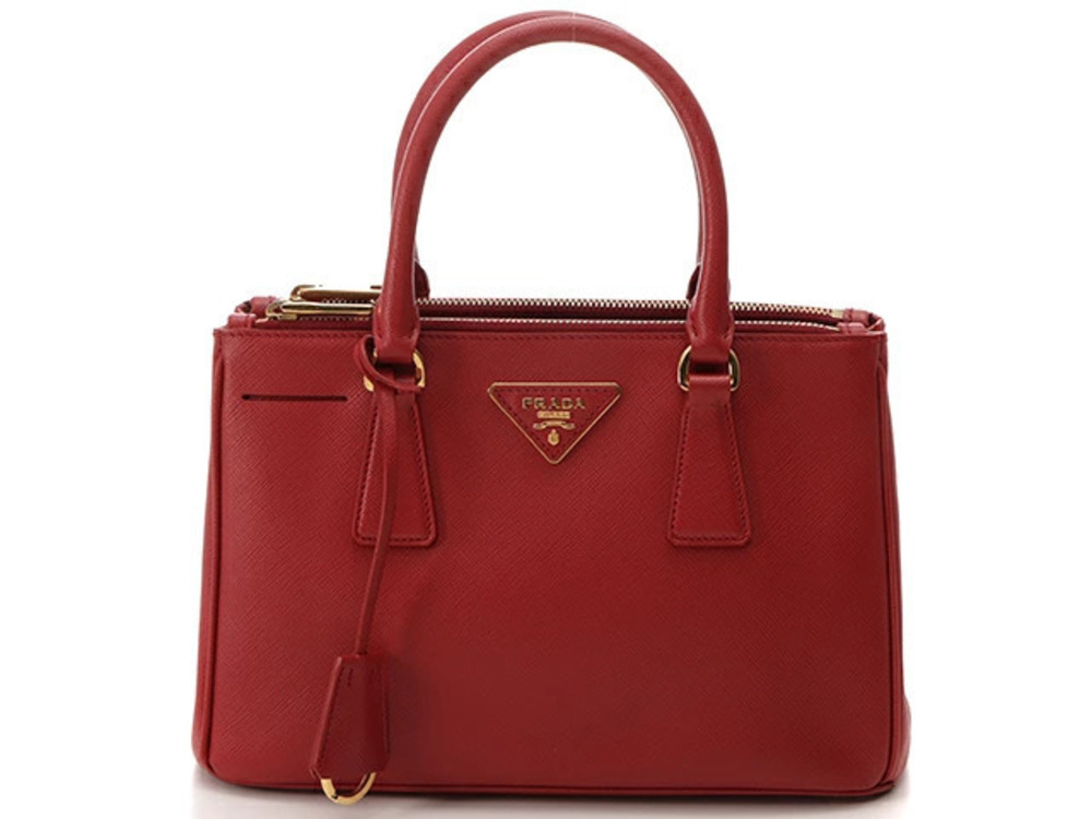 Prada Saffiano Galleria Shoulder Bag Handbag Leather Red